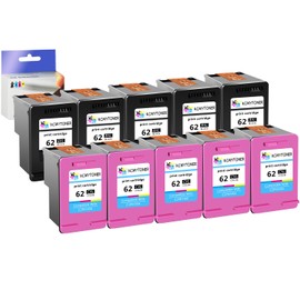 KCMYTONER 62XL Remanufactured Ink Cartridge Replacement for HP 62 XL Compatible with Envy 7640 5660 7645 5540 Officejet 200 250 Printer (5 Black, 5 Color)