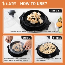 ELIVARA Chicken Shredder Tool - Large Twist Design with Brush & Fork, Visible Meat Shredder Machine, Ergonomic Anti-Slip Handle