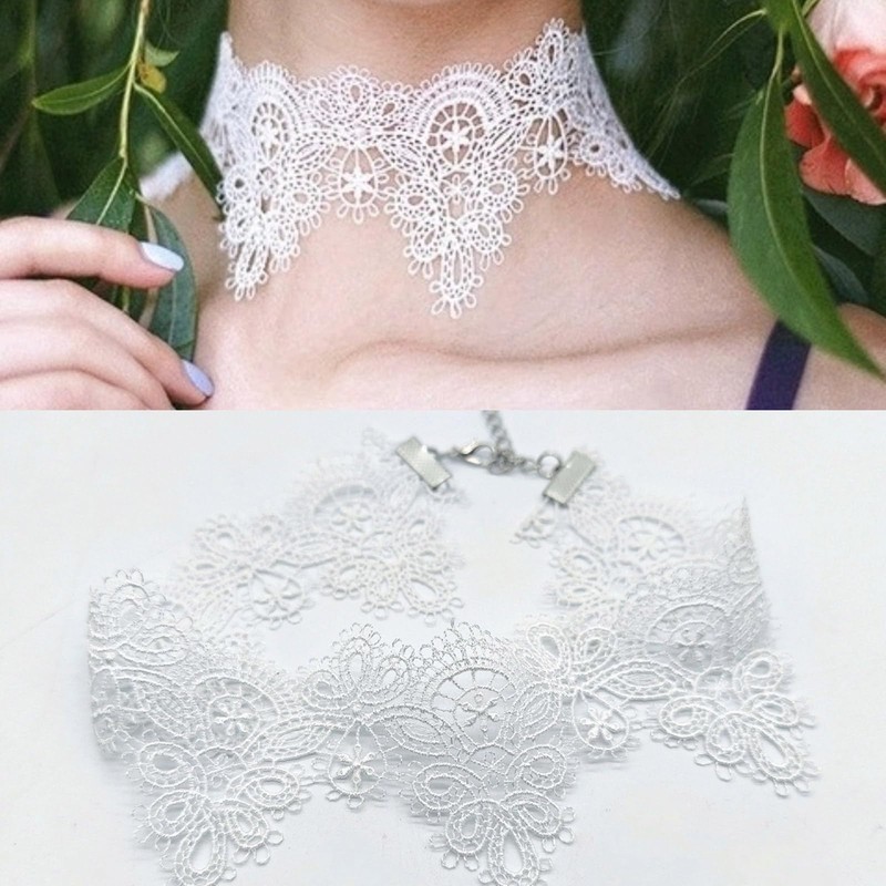 Vintage Lace Choker Necklace Stylish Pendant Adjustable Length Elegant Collar