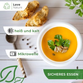 Love Nature Disposable Soup Bowls, 500 ml, Made of Sugar Cane, Pack of 10, Ecological Soup Plates, Disposable Compostable Bowls for Parties and Picnics