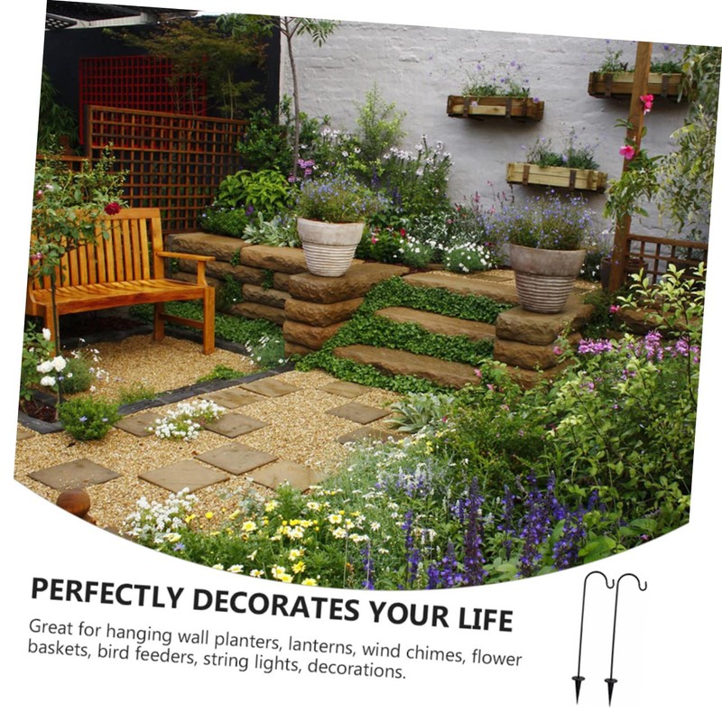 Kisangel Outdoor Shepherd Hook, Garden Hook for Planter, 700mm Stake