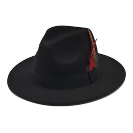 Mens Fedora Hats Classic Wide Brim Fedora Hat for Women Men Dress Hats Brown Felt Panama Hat with Band