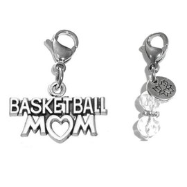 Hidden Hollow Beads Clip On Charm, Bag, Purse, Handbag, Message, Keychain, Zipper Pull, Bracelets, Necklaces, Jewelry (Basketball Mom)