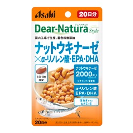 Dear-Natura Nutukinase x α-linoleic Acid, EPA, DHA, 20 Tablets (20 Day Supply), Asahi Supplement, Dear-Natura, Made in Japan Factory, 1 Per Day, Pouch