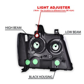 CHEDA Headlights Assembly, Compatible with 2007-2014 Chevy Tahoe Suburban 1500, Clear Lens Chrome Housing Clear Reflector Headlamps Head Lamps