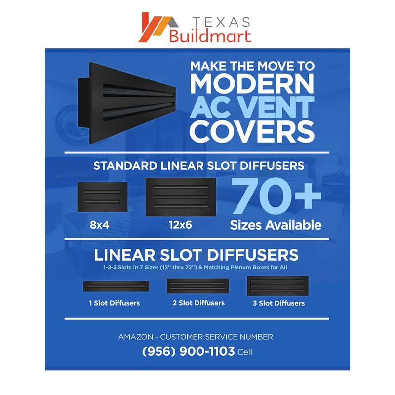 BUILDMART - 10x6 Modern AC Vent Cover - Decorative Black