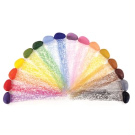 Crayon Rocks Art Supplies Safe For Kids & Toddlers - 24 Coloring Non Toxic Crayons - Tripod Grip Coloring Pencils for Drawing, Learning, and for Handwriting Development - Comes in a Muslin Bag