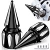 AUTOJDM 3.6"Motorcycle Chrome Front Axle Nut Covers,CNC Left&Right Spike Fron