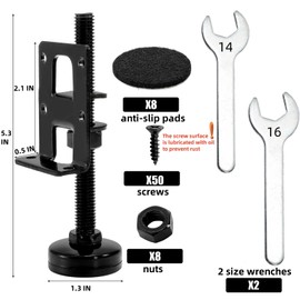 8 Pack Heavy Duty Adjustable Leveling Feet, Furniture Levelers, Leg Levelers with Screws, Lock Nuts and Wrench for Workbench, Cabinet, Wardrobe, Furniture, Table, Shelving Units