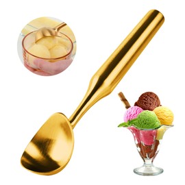 Heavy-Duty 304 Stainless Steel Ice Cream Scoop, Durable, Corrosion-Resistant & Dishwasher Safe with Ergonomic Grip for Perfect Scooping, Gold