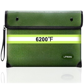 Fireproof Bag for Documents 6200°F Heat Insulated,Non-itchy Fire Proof Money Pouch with Water Resistant Zipper,Fireproof Water Proof Document Envelopes for Cash,Valuables