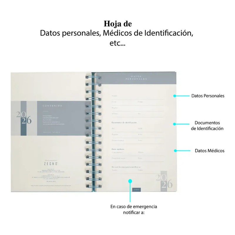 Agenda Diaria De Espiral Con Bolígrafo 2026 Personalizada Portada Rosa