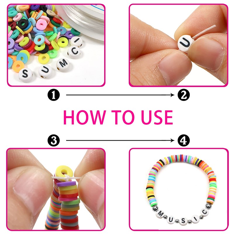 TOAOB 100pcs Vowel Letter Beads 4x7mm White Acrylic Alphabet Beads