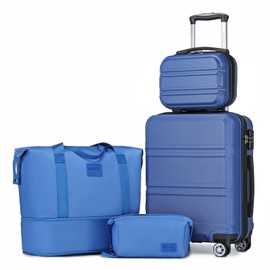 Kono Luggage Set 4 Piece Carry On Hardside Luggage with TSA Lock Spinner Wheels Carry On Suitcase Navy