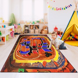 Tinideya Kids Arena Playmat Rugs, 4x6 ft Kids Carpet with Rubber Backing, Non-Slip, Children Car Playmat for Bedroom Playroom Classroom Nursery
