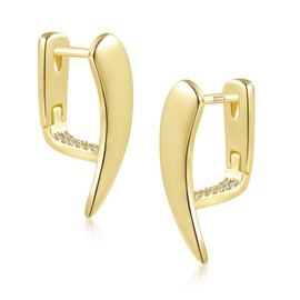 ALEXCRAFT Sterling Silver 925 Earrings Double Hoop Earrings Small Women Hypoallergenic 14k Real Gold-Plated Cartilage Piercing Earrings Sleeping Hoop Earrings Small Huggie Hoop Earrings Fashion Double