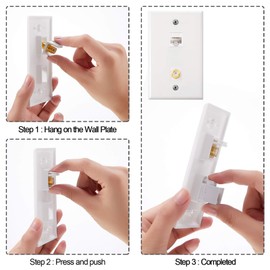 4 Pack Ethernet Coax Wall Plates, Cat6 Coax Wall Plate with Ethernet Port and Gold-Plated TV Coax Cable F-Type Port (White)