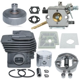 Adefol 38mm Cylinder Piston Kit for Stihl FS160 FS220 FS280 with Clutch Drum Bearings Assembly Air Filter Base Carburetor Gasket Replace 41190201204 41191200602 4119160290 41191602001