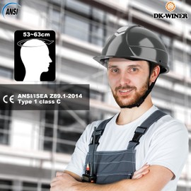 DK-WINER 10-Pack Safety Hard Hat with Visor,Vented Protection Construction Hard Hat,ANSI Z89.1&OSHA Approved 4-Point Ratchet Suspension ABS Helmet with Glass for Industry Use(Black)