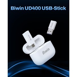 Biwin USB-Stick UD400 256GB USB 3.2 Gen1, Übertragungsgeschwindigkeiten bis zu 450 MB/s, tragbares Flash-Laufwerk mit Dual-Anschluss Typ-A & Typ-C für Laptop/MacBook/Smartphone