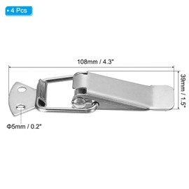 PATIKIL Stainless Steel Spring Loaded Toggle Latch 4.3 Inch, 4Pcs Latch Catches Hasp Clamp Clip for Case Box Chest Trunk Toolboxes Cabinet, Silver Tone