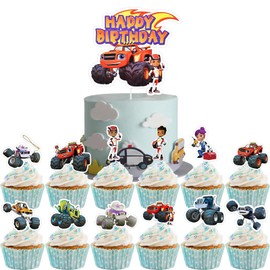 Blaze - Decorazione per torta, 25 pezzi, Blaze e mostri, decorazione per torte
