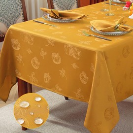 MATIRUG - Mantel rectangular de otoño de Acción de Gracias, 60 x 120 pulgadas, jacquard de calabaza, impermeable, lavable, funda de mesa de banquete de granja para otoño y miel