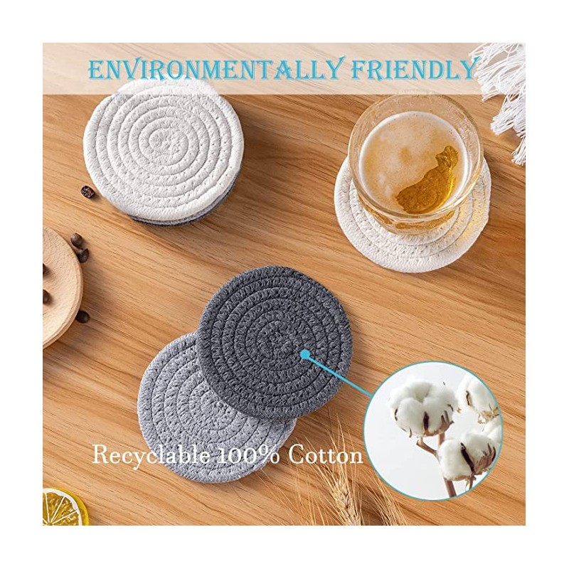 Absorbent Drink Coasters Handmade Braided Drink Coasters, Super Absorbent Heat-Resistant
