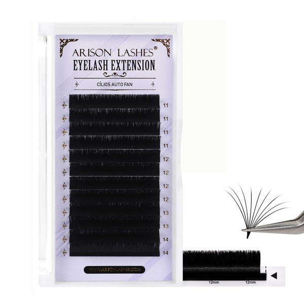 Arison Lashes Easy Fan Lashes 0.05 D Curl 11-14mix Eyelash