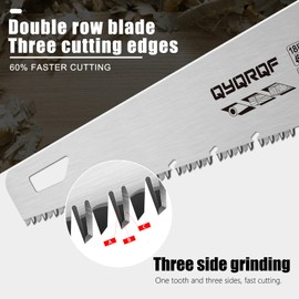 QYQRQF 18 Inch Hand Saw, Upgraded Heavy Duty Wood Saw with Chip Removal Design Rust-proof Handsaw for Sawing Pruning Gardening Wood Plastic and Drywall