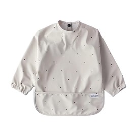 Cubble Waterproof Coverall Baby Feeding Bibs for Mealtimes and Messy Play, Adjustable, Baby Weaning (Grey Dots, Medium (12-36M))