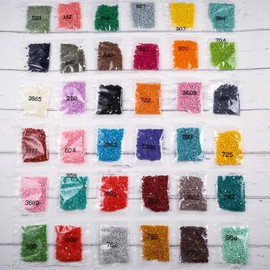 JUFYVO 36 Packs Replacement Round Diamonds 36 Colours Diamond Painting Round Beads Sparkle Rhinestones Diamond for Cross Stitch Diamond Art Round Beads