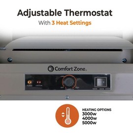 Comfort Zone Garage Heater, 5,000-Watt, Ceiling Heater, 3 Heat Settings, 240V Electric Garage Heater for Indoor Use, Ceiling Mounted Shop Heater, Overheat Protection, ETL Listed, Grey