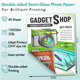 Koala - Papel fotográfico fino de doble cara semibrillante de 8.5 x 11 pulgadas, 40 hojas de 35 libras para impresora de inyección de tinta y láser para impresión de folletos de menú