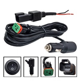 OZ-USA 20A Lighter Plug Wiring Harness Male Female Deutsch Connector On/Off Switch 12V