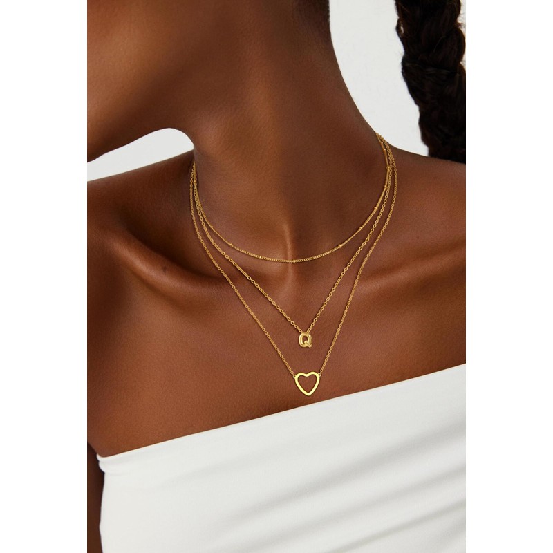 Reuscol 14K Gold Plated Initial Necklaces for Women Letter Q