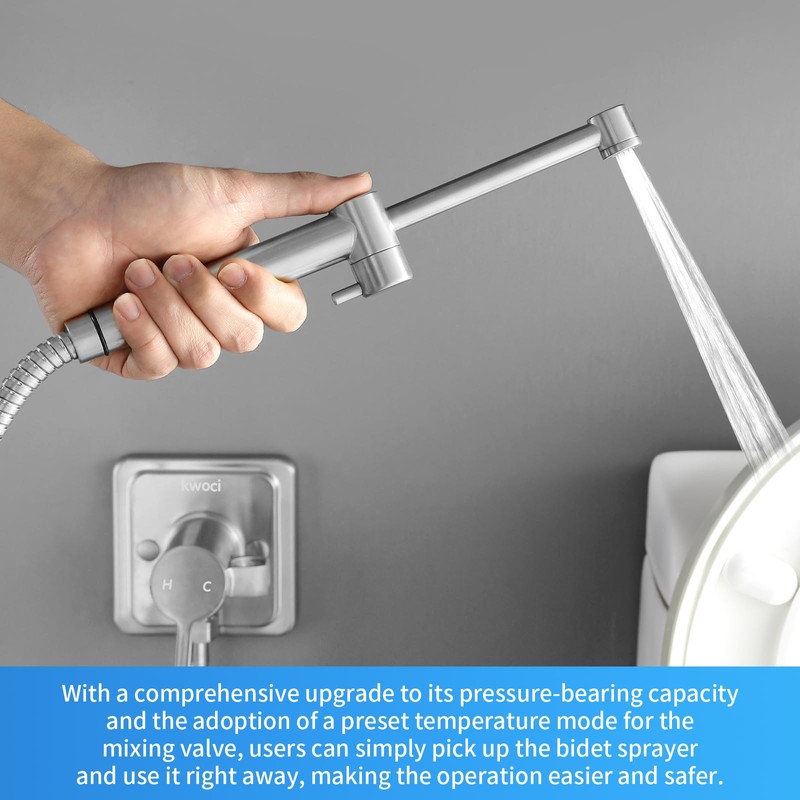 Stainless Steel Handheld Bidet Sprayer Attachment with Knob Handle for