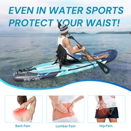 Standard Padded Kayak Canoe Seat Adjustable Backrest with 4 Straps Durable Sit-On-Top Cushion for Kayaking, Rafting & Fishing
