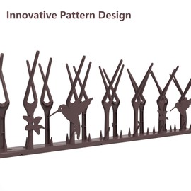 IVAHOU Bird Spikes Deterrent – 4-Inch Height Anti-Bird Spikes for Outside, Plastic Pigeon Spikes with Stylish Pattern Design, 19.68 ft Coverage (Brown)