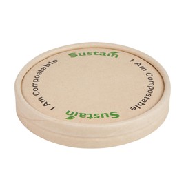 Restaurantware-LIDS ONLY: Sustain Round Paper Soup Container Lids, 50 Disposable Ice Cream Cup Lids - Cups Sold Separately, For 5 Ounce Cups, Bamboo To Go Cup Lids, With PLA lining, Compostable