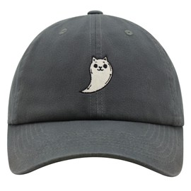 JPAK Ghost Cat Premium Dad Hat Embroidered Cotton Baseball Cap Cute Dark Grey