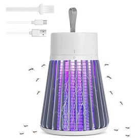 Electric Bug Zapper Indoor Outdoor, Rechargeable Mosquito Killer with 2500V Grid, Portable Fly Traps for Home Kitchen, Camping Tent Patio, UV Light Insect Gnat Zapper, Safety Grid, Grey