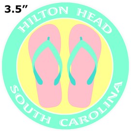 Athena Brands Flip Flops Hilton Head South Carolina - Car Truck Window Bumper Sticker Decal - Sea Grass Green