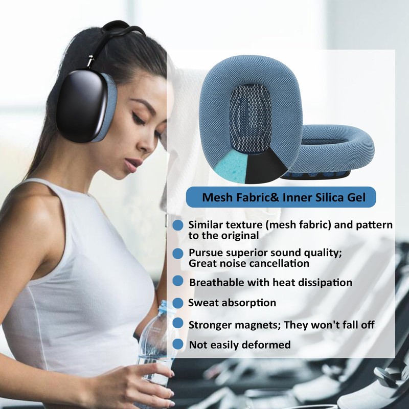 Earrock Upgraded Silicone Ear Cushions for AirPods Max Headphones, Mesh