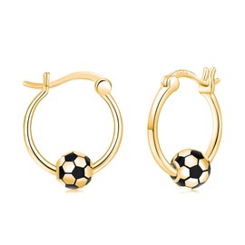 Baseball/Football/Basketball/Volleyball Earrings 925 Sterling Silver Hoop Earrings Hypoallergenic Cool Sports Earrings Jewelry Gifts for Women Sensitive Ears, Sterling Silver, No Gemstone