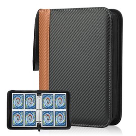 Deoyibu Trading Card Album for 440 Cards, Scrapbook with 4 Compartments, 55 Pages for Card Organiser, Card Binder Made of PU, for Sports Cards, MTG, TCG, Yugioh Cards etc. Orange