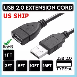 iSellParts High-Speed USB to USB Extension Cable USB 2.0 Adapter Extender Cord Male/Female - 1 ft