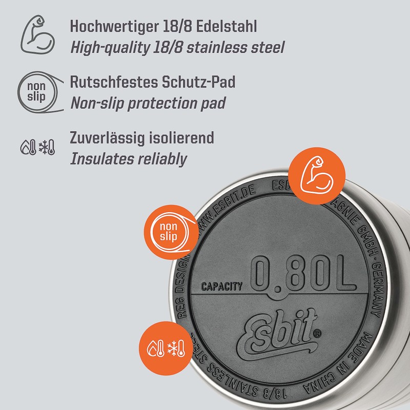 Esbit Majoris 0, 8l Stainless Steel Thermal Container, 800 ml