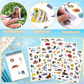 Generic Ocean Animals Stickers 820 Count Ocean Sea Animal Fish Shark Stickers Party Favors Gifts Stickers Decor for Scrapbook Calendar Planner Gift Wrap Decor (Ocean)