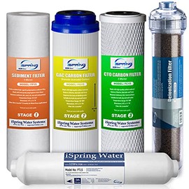 iSpring F4-FD15 Reverse Osmosis RO DI Replacement Filter 10" Set for Reef/Aquarium, 10" x 2.5"